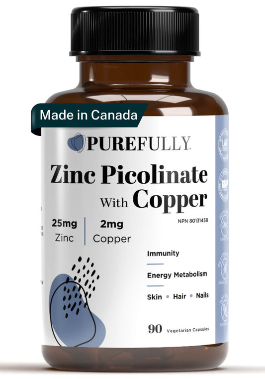 PUREFULLY Zinc Picolinate with Copper 25mg Zinc Supplement